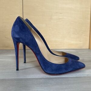 Christian Louboutin Peale Follies 100 Venus Velour Celeste.
